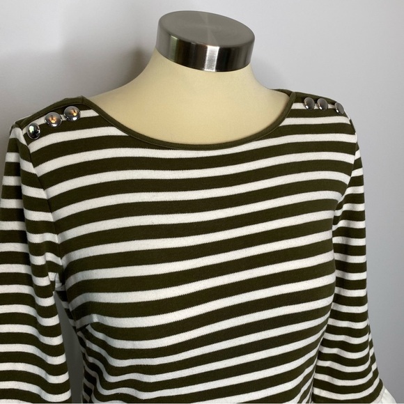 Talbots Olive Striped Dress - Picture 3 of 9